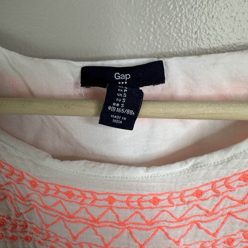 GAP Women's Cotton Cover Up White Pink Embroidery Detail Summer Dress Sz S‎ - Picture 5 of 6